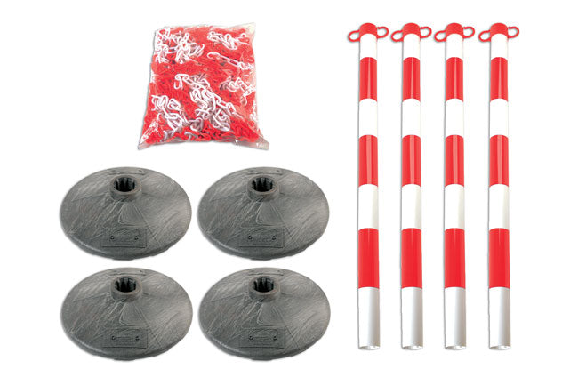 LASER 6700 Support Posts Bases Set 4 Pieces Plastic 25m x 6mm Chain Red White