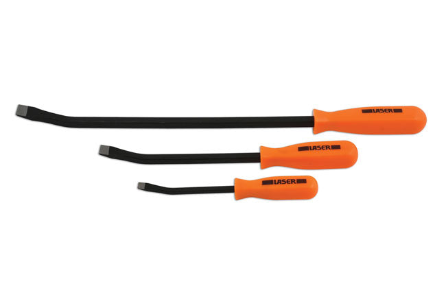 LASER 1751 Pry Bar Kit 3 Pieces Steel Heat Treated Black Finish Professional Set