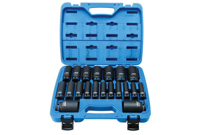 LASER 6830 Deep Impact Socket Set 1/2" Drive 20pc CR-MO Black Phosphate Finish