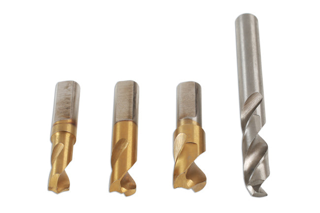 LASER 7050 4 Pieces Spot Weld Cutter Drill Set HSS Cobalt Titanium Coated