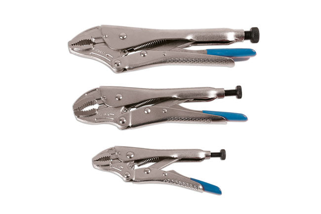 LASER 7053 3Pcs Locking Pliers Wrench Set CrMo Steel 125mm 175mm 255mm Jaws