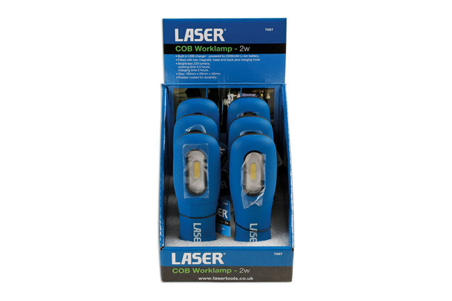 LASER 7057 COB Worklamp 2W USB Rechargeable LED 220 Lumen With Magnets & Hook