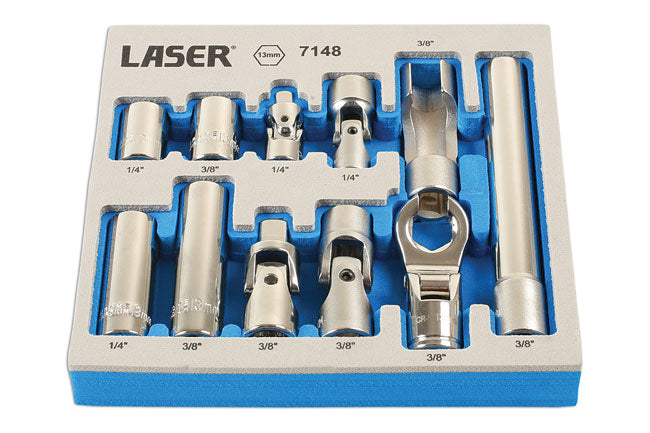 LASER TOOLS 7148 Master Socket Set 13mm Chrome Vanadium Tool Kit 11 Pieces