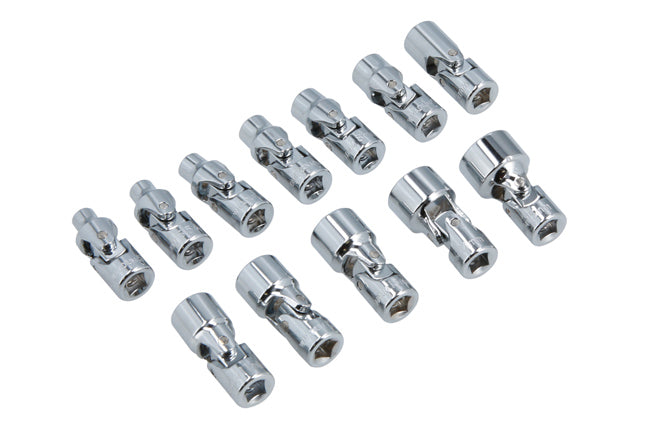LASER 7281 Universal Joint Socket Set Chrome Plated Finish 1/4" 12 Pieces