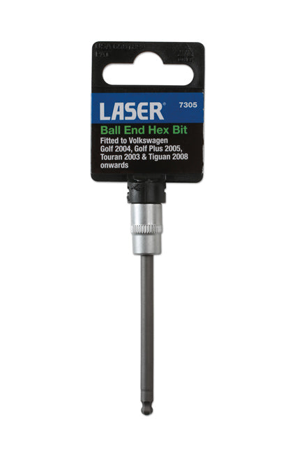 LASER 7305 Ball End Hex Bit Socket 1/4" Inch Drive 4mm Chrome Vanadium Steel