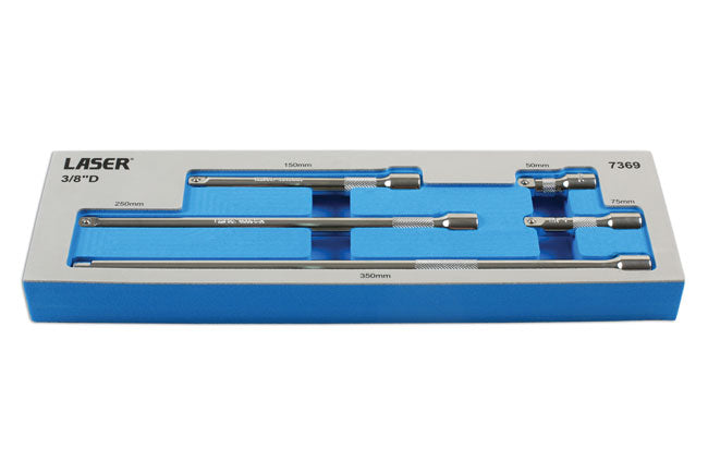 LASER 7369 Extension Bar Set 3/8" Drive EVA Tray Included 50-350mm 5pc