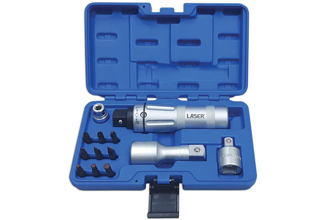 LASER TOOLS 7638 Impact Driver Set 3/4" Drive Knurled Grip + Bits 13 Pieces