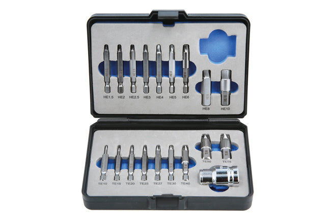 LASER 7678 Extractor Set For Torx Hex Fittings 19 Pcs Damaged Screw Removal Kit
