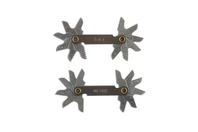 LASER 7691 Thread Pitch Gauge 2 Pieces Metric and SAE Screw Profile Tool