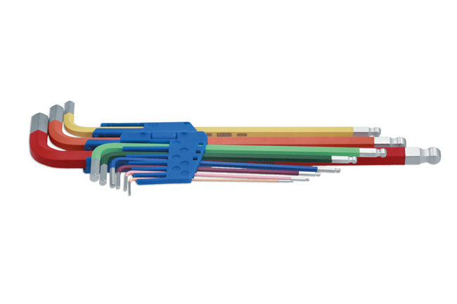 LASER 7869 9Pcs Screwdriver Colour Coded Ball End Hex Key Set 1.5-10mm S2 Steel