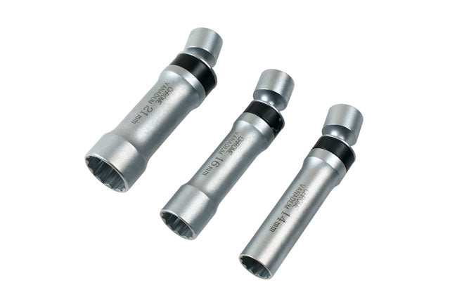 LASER 7891 Spark Plug Socket Wrench Set Chrome Vanadium Steel 12-Point Hexagon
