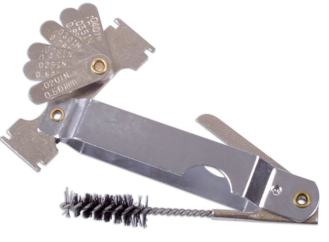 LASER 2480 Feeler Gauge 4-in-1 Metric Imperial Brush File & Electrode Tool
