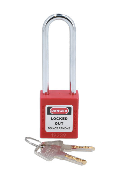 LASER TOOLS 7943 Long Shackle Safety Lockout Padlock 6mm Steel Shackle