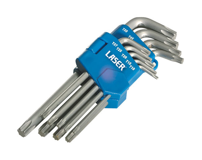 LASER 2497 9Pcs Screwdriver Torx Star Key Set T10-T50 Chrome Vanadium Steel