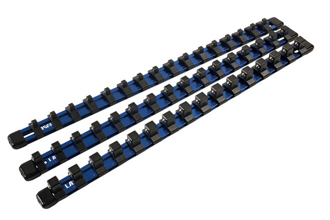 LASER 8085 3 Pieces Aluminium Socket Holder Rails For 1/4 3/8 1/2" Drive Sockets