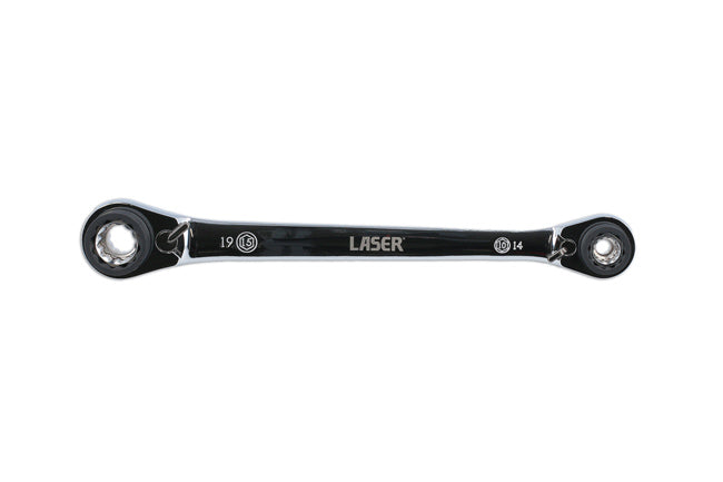 LASER 8143 Ratchet Double Ring Spanner BiHex 8mm-19mm Chrome Vanadium 72 Teeth
