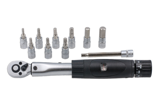 LASER 8383 LTR Torque Wrench Set 1/4" Drive 4-24 Nm Ch-V 11-Piece Tool Kit