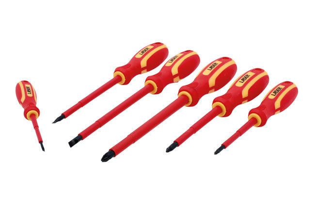 LASER 8455 6Pcs Screwdriver VDE Insulated Set Pz1 Pz2 Pz3 3mm 5.5mm 6.5mm CrV