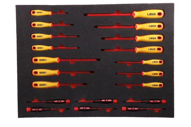 LASER 8486 Insulated Screwdriver Set Foam Inlay VDE 1000V 6 Pieces Tool
