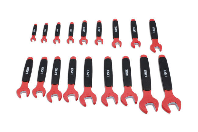 LASER 8558 Insulated Ring and Open End Spanner Set 18pc 7-24mm 1000V VDE