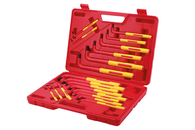 LASER 8567 Insulated Long Hex Star Key Wrench Set 19pc Steel VDE Rated
