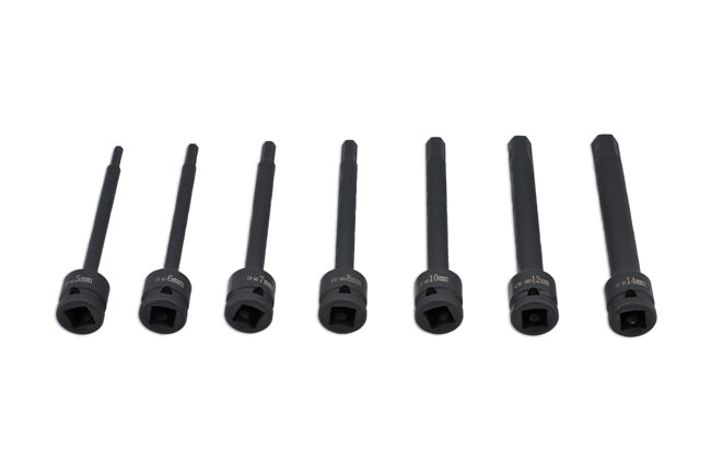 LASER 8580 7Pcs Screwdriver Extra Long Impact Hex Bit Set 1/2" Drive CrMo Steel