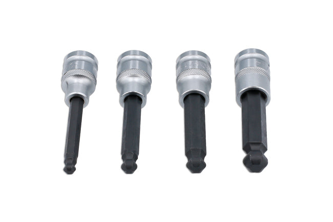 LASER 8601 4Pcs Screwdriver Ball End Hex Bit Socket Set 1/2" Drive CRV Steel