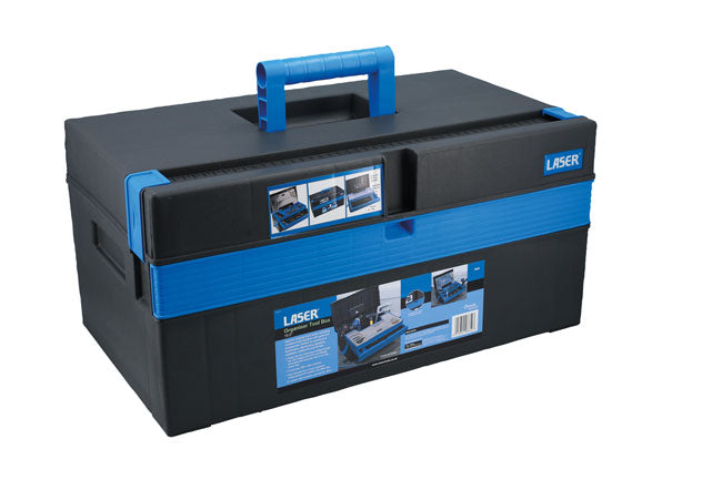 LASER 8652 19.5 Inch Steel Tool Box - Sliding Organizer Tray & Removable Tote