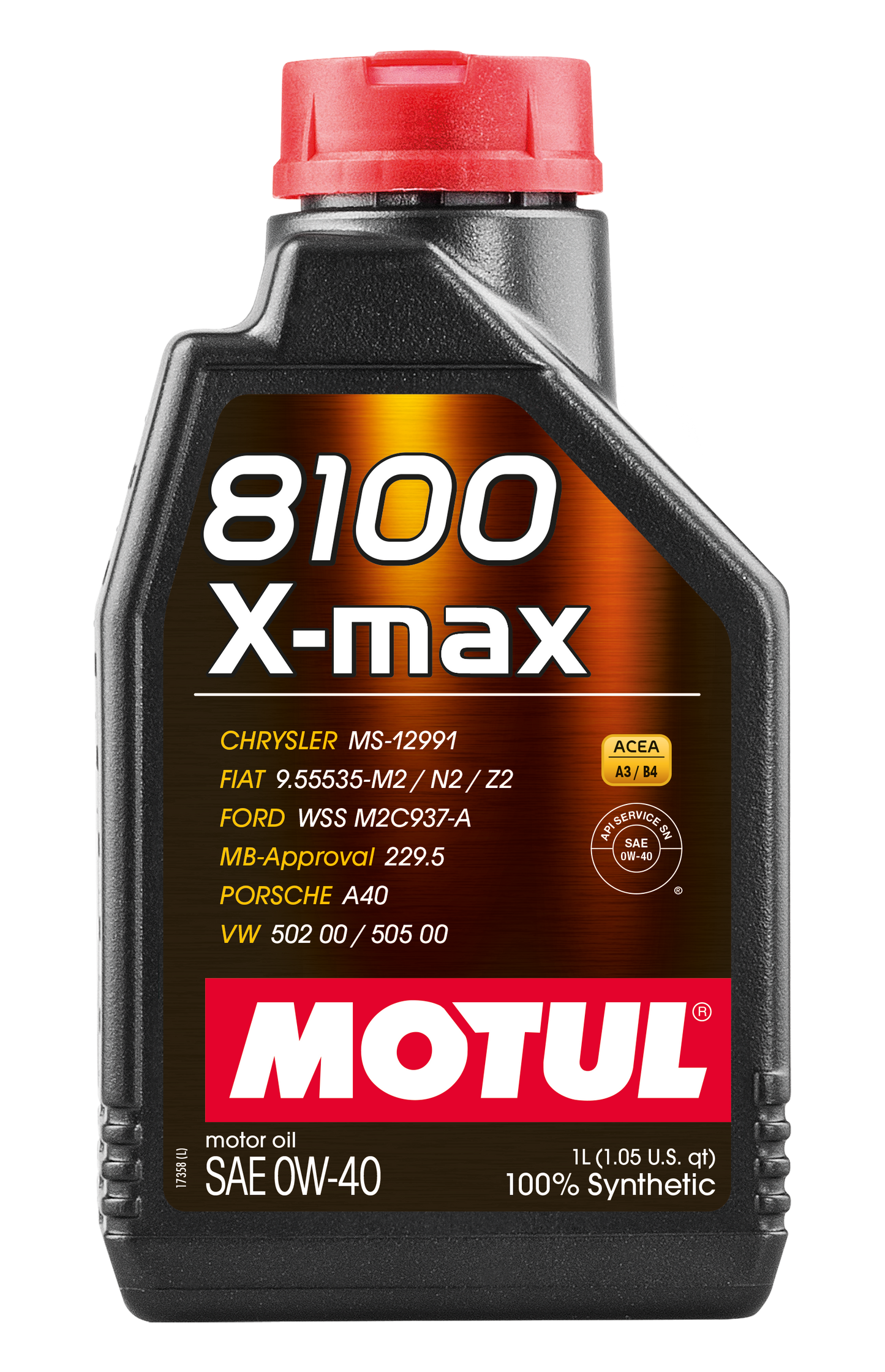 Motul 8100 X-MAX 0W40 1 Liter Auto Engine Oil 0W-40 Fully Synthetic 104531