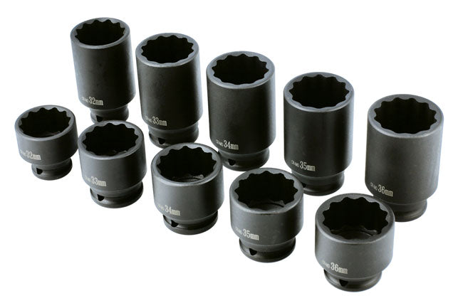 LASER 8700 Socket Wrench Set Chrome-Molybdenum Steel 12-Point Hexagon Socket