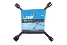 LASER 0233 4 Way Wheel Brace Steel 17-23mm Sockets Black Coated Rust-Resistant