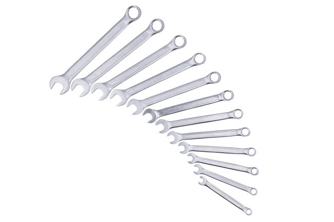 LASER 8886 Ring/Open Ended Spanner Set Chrome Vanadium Steel 12-Point Hexagon