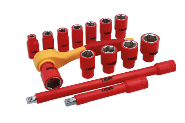 LASER 8891 Socket Wrench Set Chrome Vanadium Steel 3/8" Drive Hexagon Socket