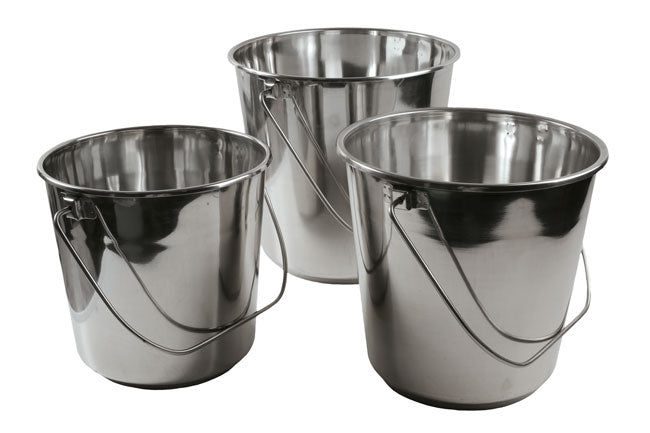 LASER 8906 Stainless Steel Bucket Set 3pc 8L 12L 16L Polished For Car Wash
