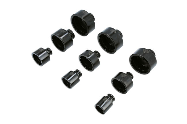 LASER 8913 Internal KM Lock Nut Socket Set 9pc 1/2" & 3/4" Dr Chrome Molybdenum