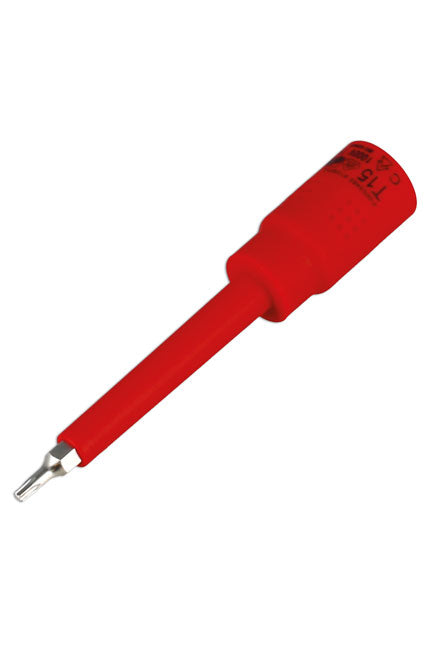 LASER 8917 Insulated Extra Long Torx Bit Socket T15 3/8" Drive For Electricians