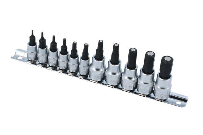 LASER 8924 11Pcs Screwdriver Hexagon Bit Set 1.5-12mm 1/4" 3/8" Drive CRV Steel