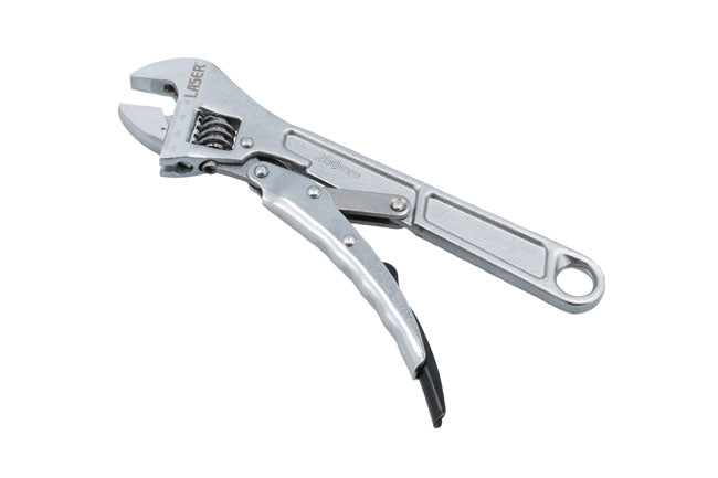 LASER 8975 Locking Adjustable Wrench 250mm Carbon Steel Non-Slip Grip 0-30mm Jaw