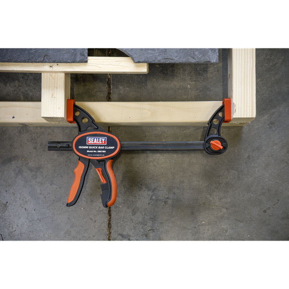 Sealey 2 Pieces 150mm Quick Bar Clamp Spreader Set Heavy Duty TPR Grip QBC1502