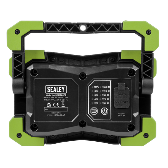 Sealey Portable Floodlight 15W COB LED Power Bank 3.7V 5200mAh Li-Ion LED1500PB