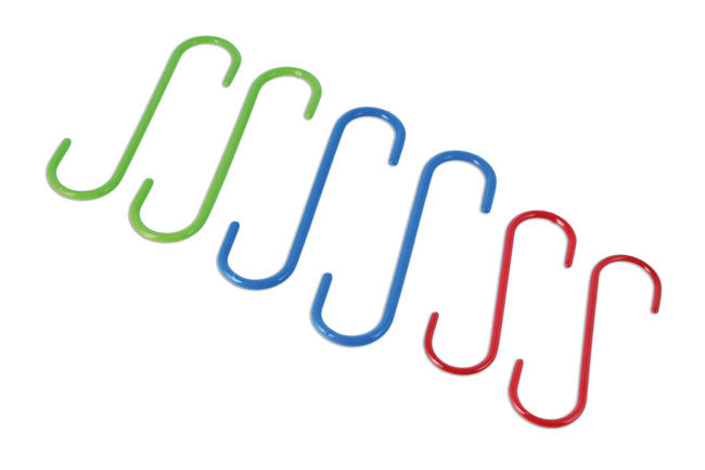 LASER 9104 Brake Caliper Hook Set 6pc Steel S-Hooks Plastic Coated For Brake