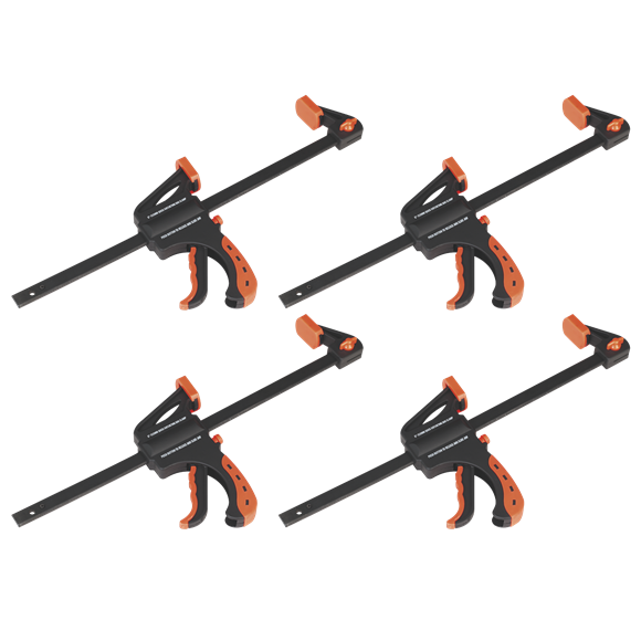 Sealey 4 Pieces 300mm Ratchet Bar Clamp Set Reversible Jaw To Spreader AK61024