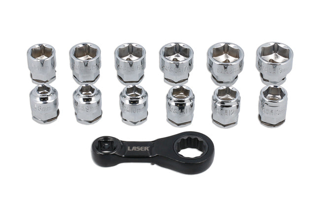 LASER 9138 Ratchet Ring Spanner 17mm Spanner Size Chrome Vanadium Steel
