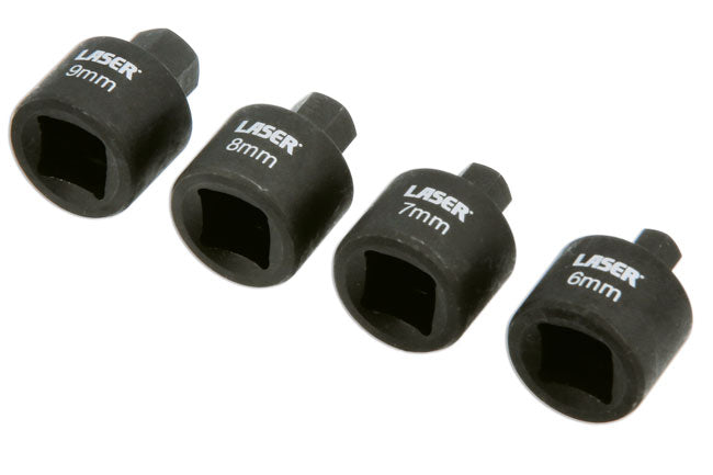 LASER 9153 Screwdriver Stubby Hex Bit Socket Set 3/8" Drive 24mm Length S2 Steel