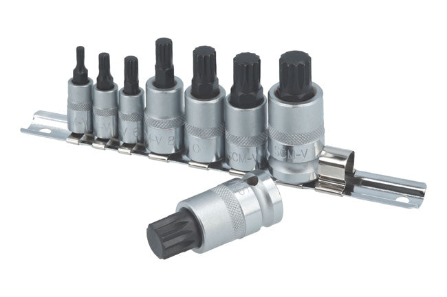 LASER 3266 8Pcs Screwdriver Spline Socket Bit Set 1/4" 3/8" 1/2" CRV Steel