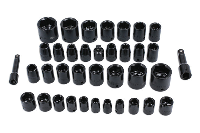 LASER 3288 Impact Socket Set 3/8" & 1/2" Drive 38 Pieces Chrome Vanadium Steel