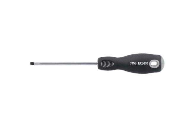 LASER 3356 Screwdriver Professional Flat Slotted 3.2mmx75mm CRV Steel Soft Grip