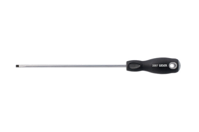LASER 3357 Screwdriver Professional Flat Slotted 3.2mmx150mm CRV Steel Soft Grip
