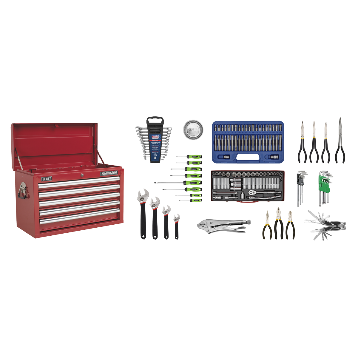 Sealey 5 Drawers Topchest With Ball-Bearing Slides & 140Pc Tool Kit AP33059COMBO