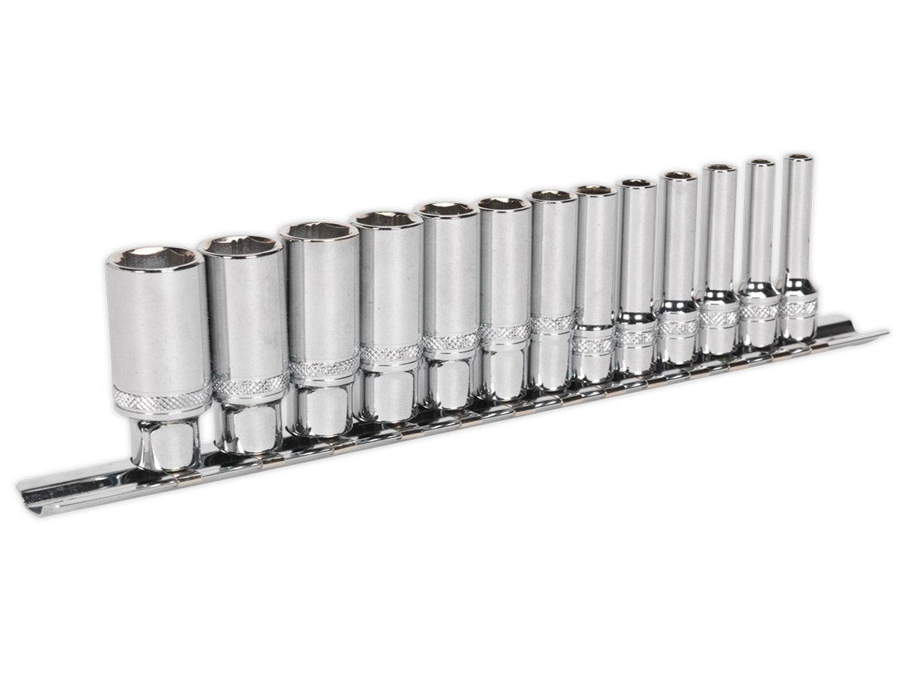 Sealey Socket Set 13 Pieces 1/4" Square Drive Deep Lock-On 6 Point Metric AK2747